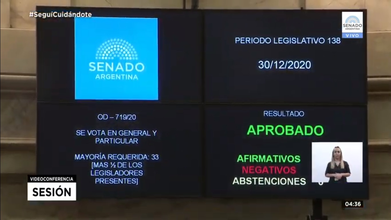ES LEY LA LEGALIZACIÓN DE LA INTERRUPCIÓN VOLUNTARIA DEL EMBARAZO
