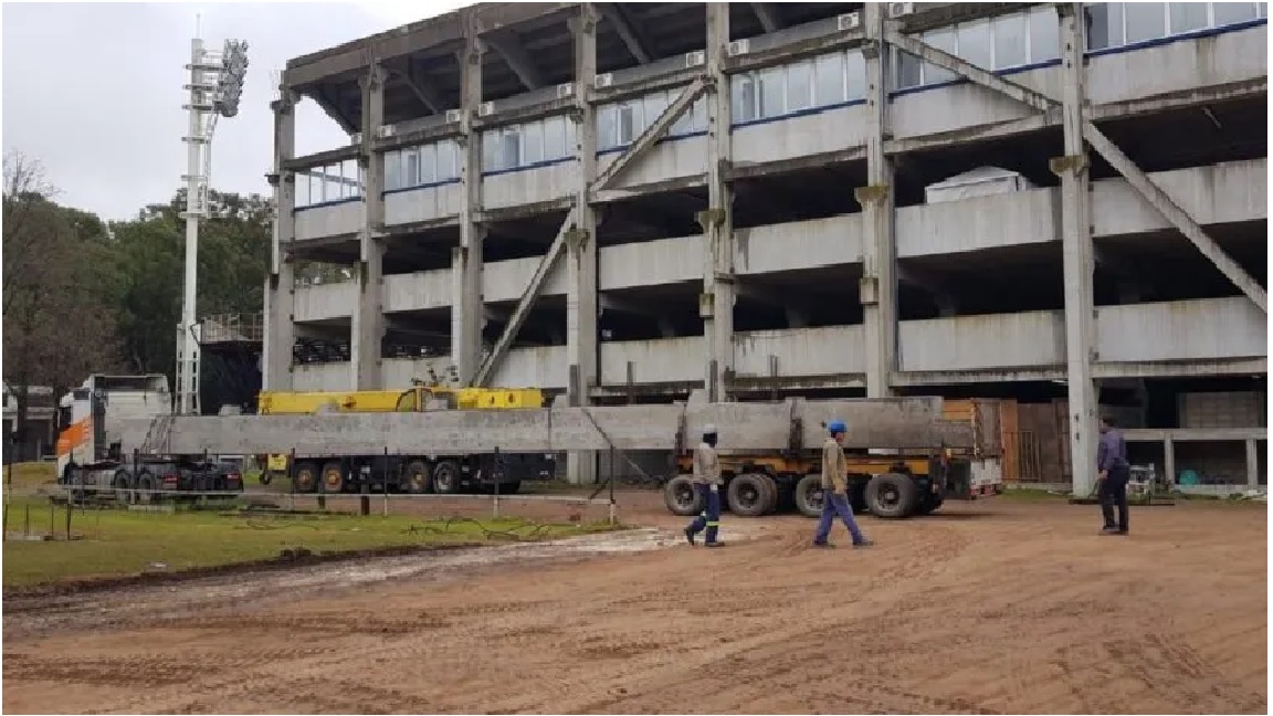 AVANZAN A BUEN RITMO LAS OBRAS EN LA PLATEA BASILE EN EL ESTADIO DE GIMNASIA Y ESGRIMA LA PLATA